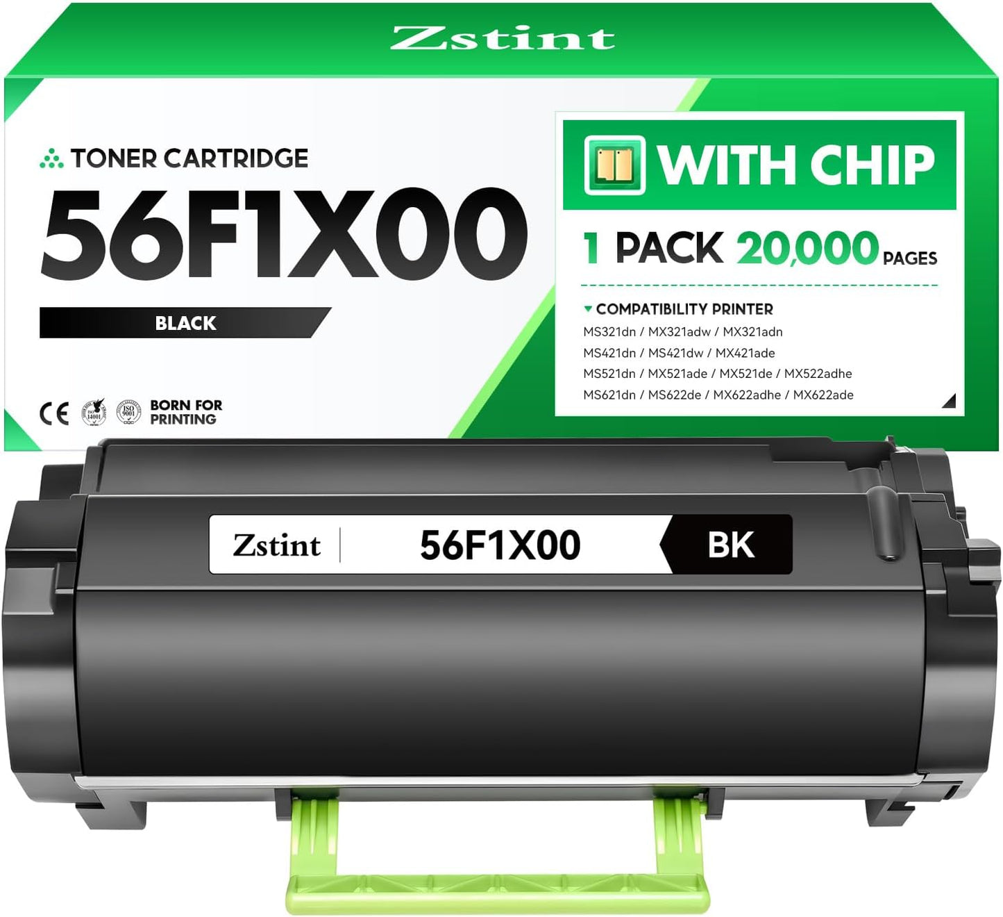 56F1X00 Toner Cartridge Black 1-Pack Extra High Yield (with Chip) Replacement for Lexmark 56F1X00 Toner Compatible for Lexmark MS421dn MS521dn MS621dn MS622de MX321adw MX421ade MX521de Laser Printers