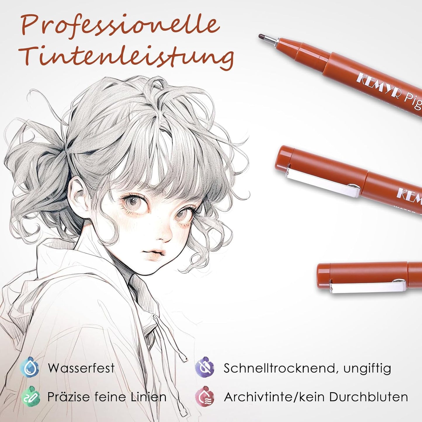 10 Micro Fine liner Drawing Art Pens Calligraphy Pens: 0.05mm-1.0mm Size Art supplies Waterproof Archival Sepia Ink Markers For Artists,Use for Professional Watercolor,Sketching