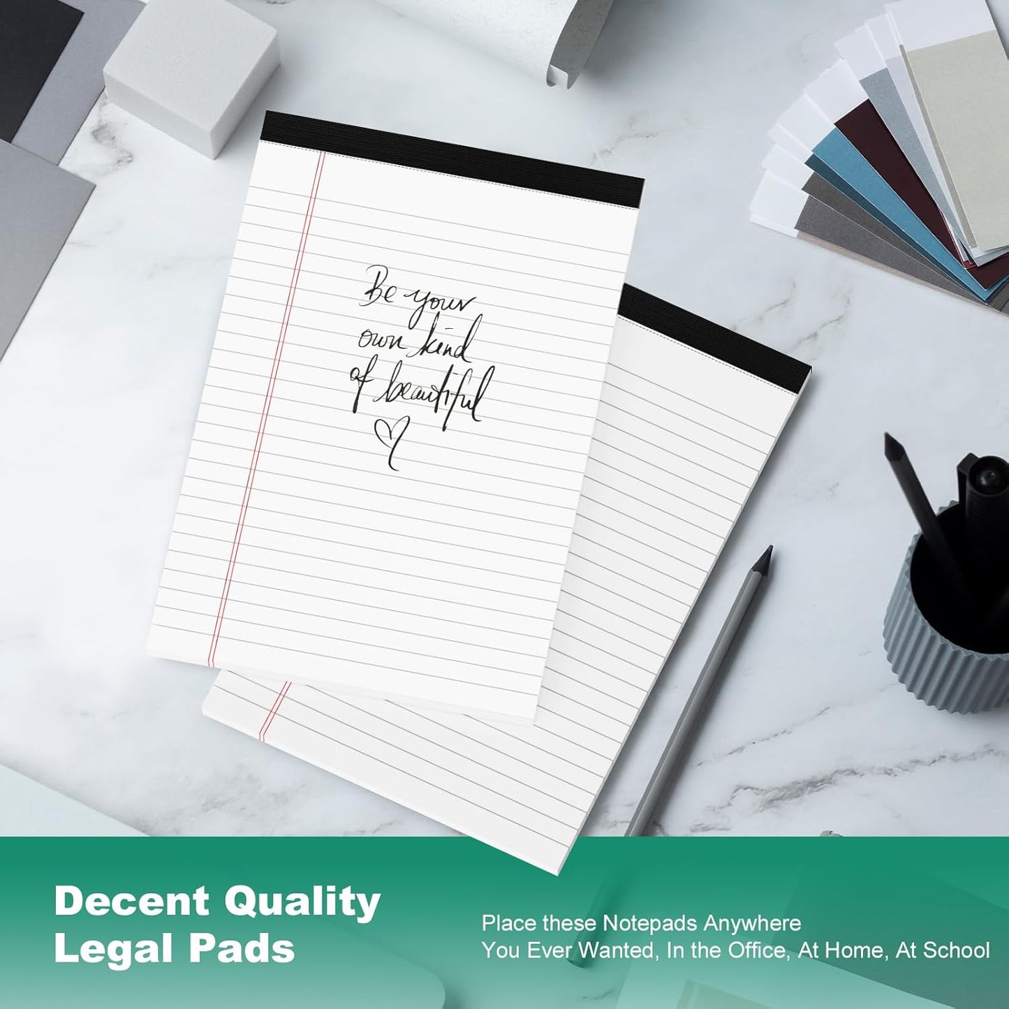 10 Pack White Legal Pads 5x8 Small Note Pads, Writing Pads for Work, College Ruled Perforated Memo Pad, Desk Notepad with Study Backboard, 30 Sheets Per Pad, 5x8 Legal Pad for Office/School/Home