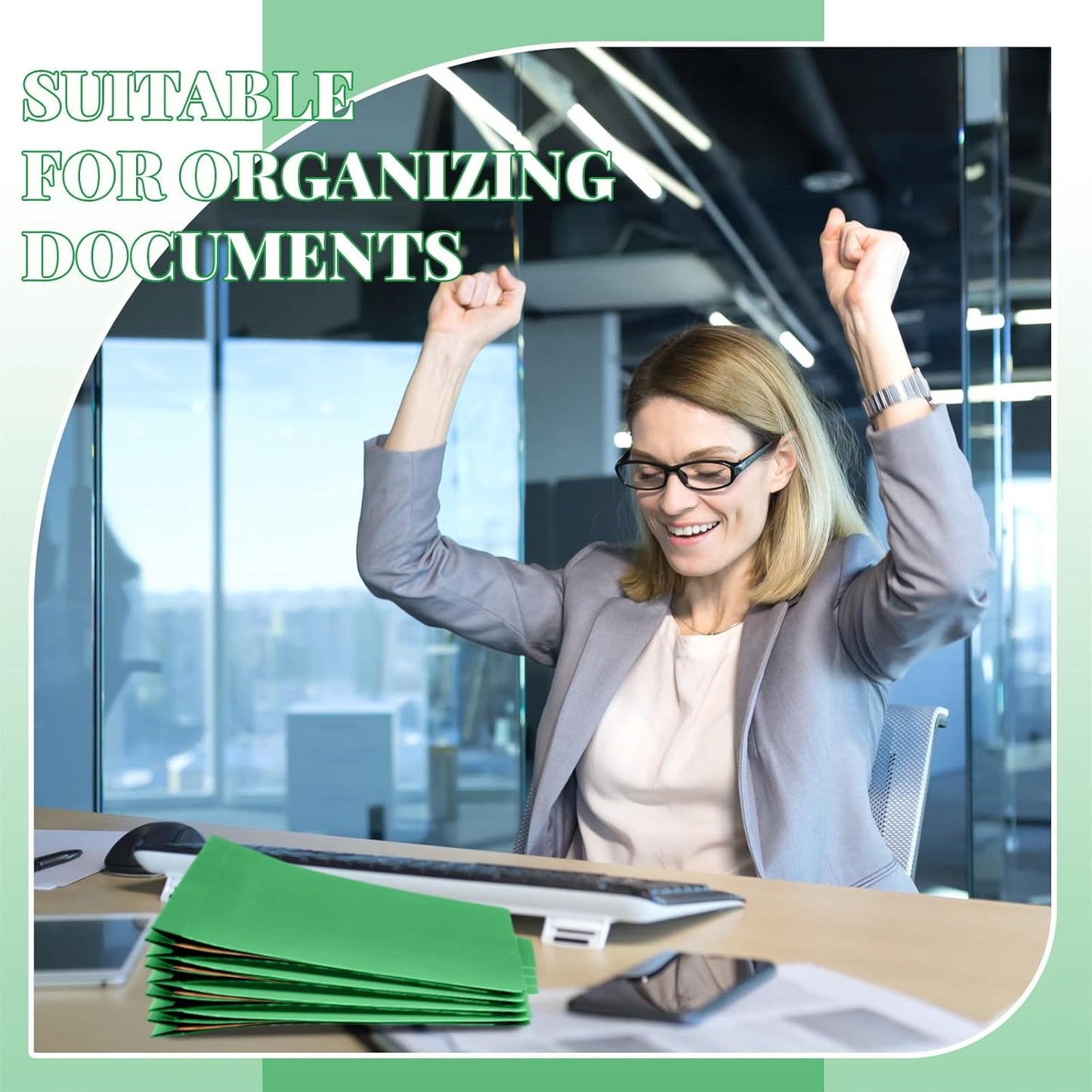 60 Pcs Classification Folders Letter Size, 1 Divider Pressboard File Folder with Fasteners, Expanding File Organizer Bulk for Teachers, Clergy, Office, Church, Christmas Donations (Green)