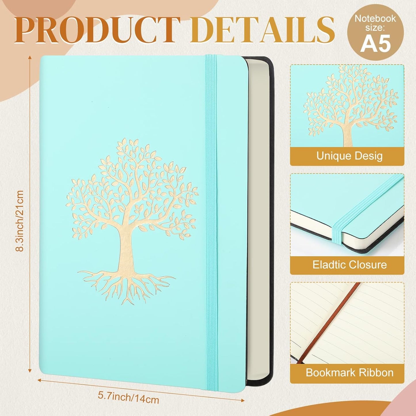 10 Pack Lined Journal Notebook A5 Leather Hardcover Journals for Writing 200 Pages 10 Colors Notepad for Travel Work School Office Business Note Taking Diary 5.7" x 8.3" (Bright Color)