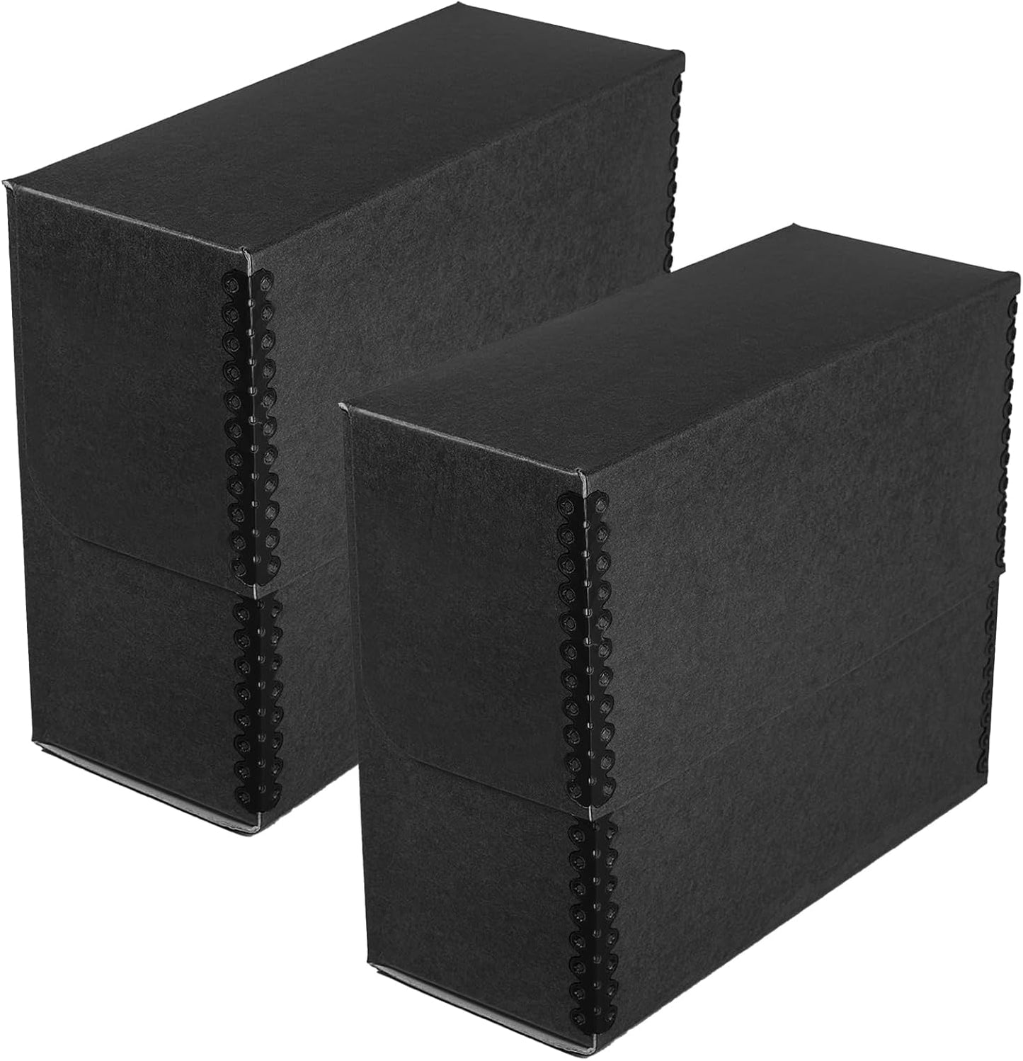 Lineco Archival Document Storage Box with Metal Edge, Acid-Free Black Boxboard, Organize and Store Files, Prints, Photos, Jumbo-Sized Case 15.5" x 12.5" x 5" Wide, Pack of 2