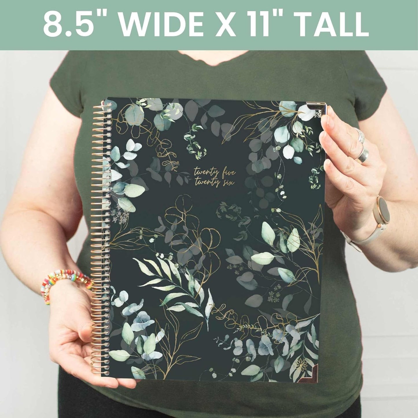 bloom daily planners HARDCOVER 2025-2026 (8.5" x 11") Academic Year Day Planner (July 2025 - July 2026) - Task Goal Organizer - Monthly & Weekly Inspirational Agenda Book - Eucalyptus, Green