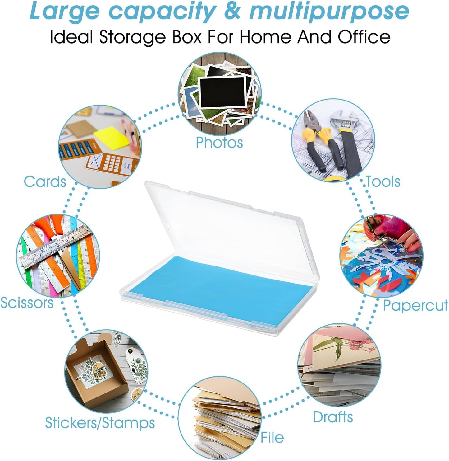 6 Pack Plastic Storage Box Organizer, Portable Clear Document File Case Containers For A4 Letter Paper, Magazine, Photo, Craft Art Supplies Board Game Storage