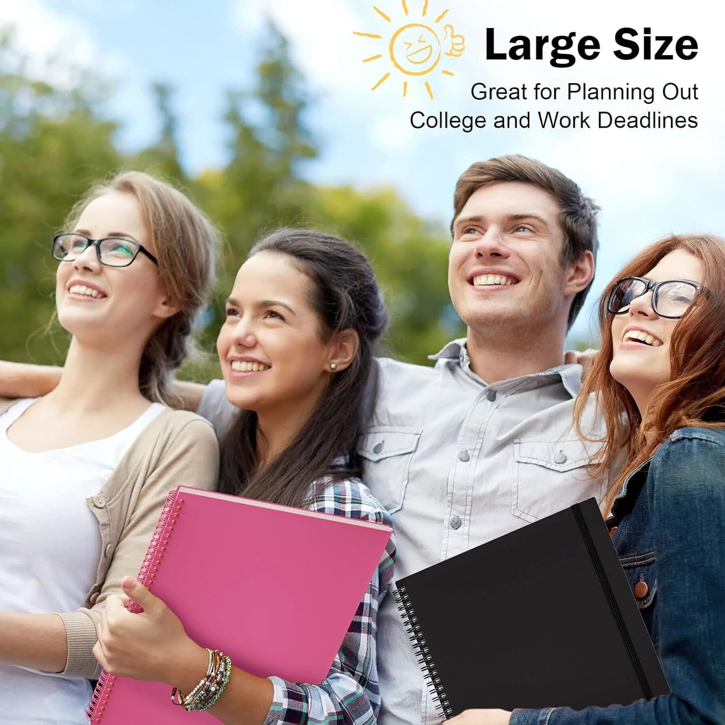 Planner Undated, Asten Daily Planner Agenda with To Do List, Hourly Schedules for Women and Men, Spiral Appointment Book with Elastic Closure, Inner Pocket 8.5" x 11" (Black)