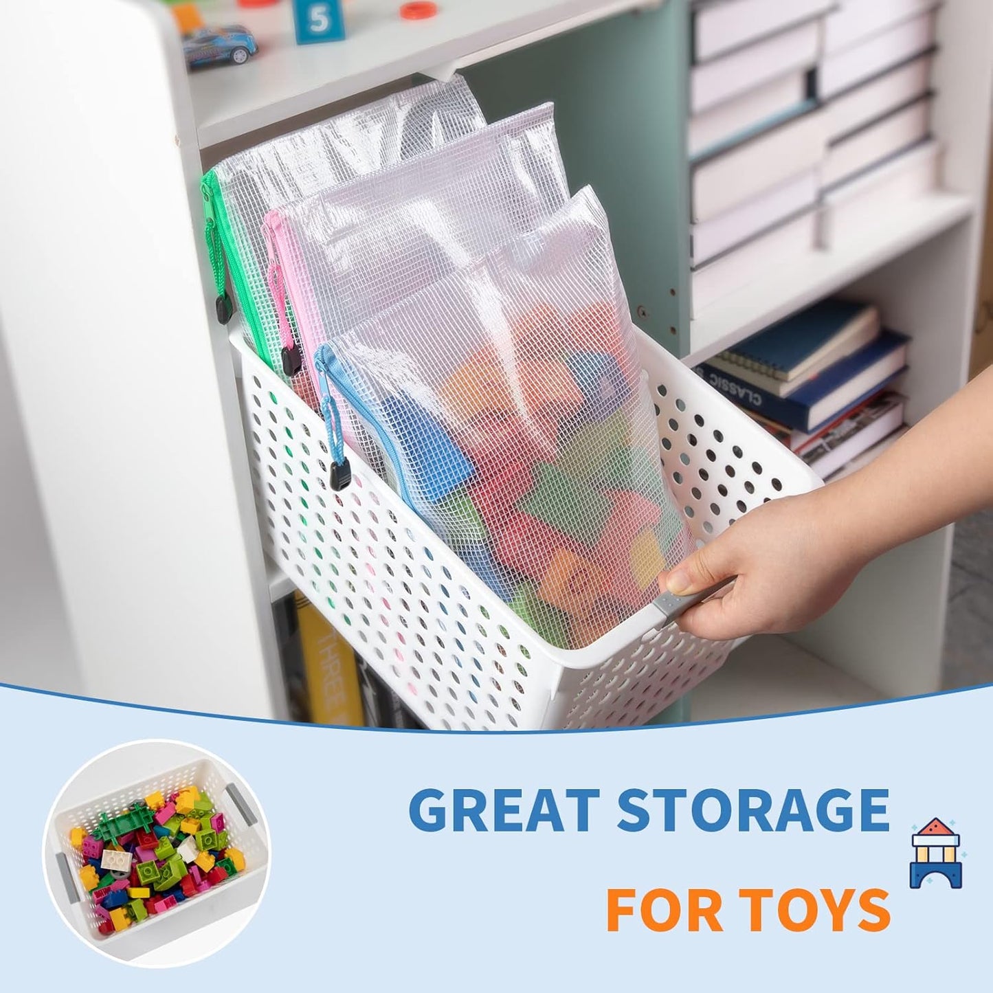 Umriox 16 Pack Large Zipper Bags 16.9x12.4 in, A3 16 Colors Mesh Zipper Document Pouch for Organizing, Storage Bags with Zipper for Board Game, Puzzles, Sewing Project, Travel Supplies