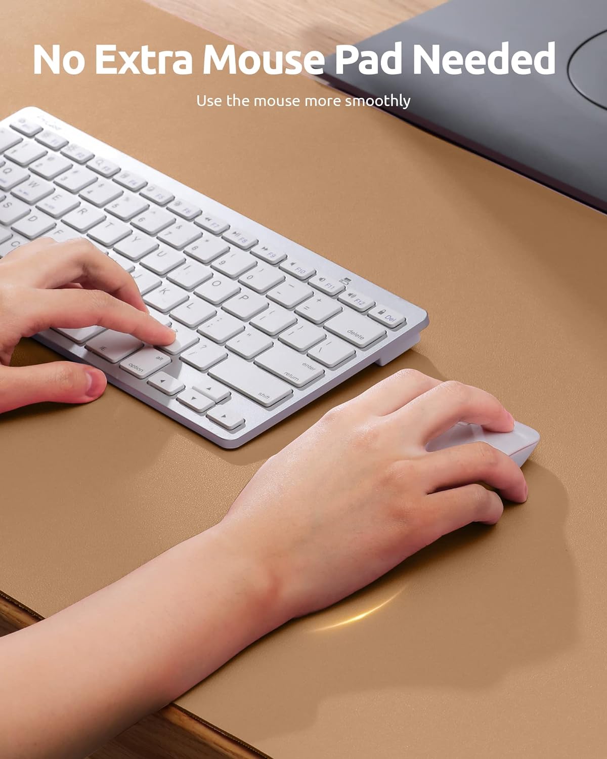 YSAGi Leather Desk Protector, Office Mat, Large Mouse Mat, Non-Slip PU Leather Blotter, Laptop Desk Mat, Waterproof Writing Pad for Office and Home (Khaki, 31.5" x 15.8")