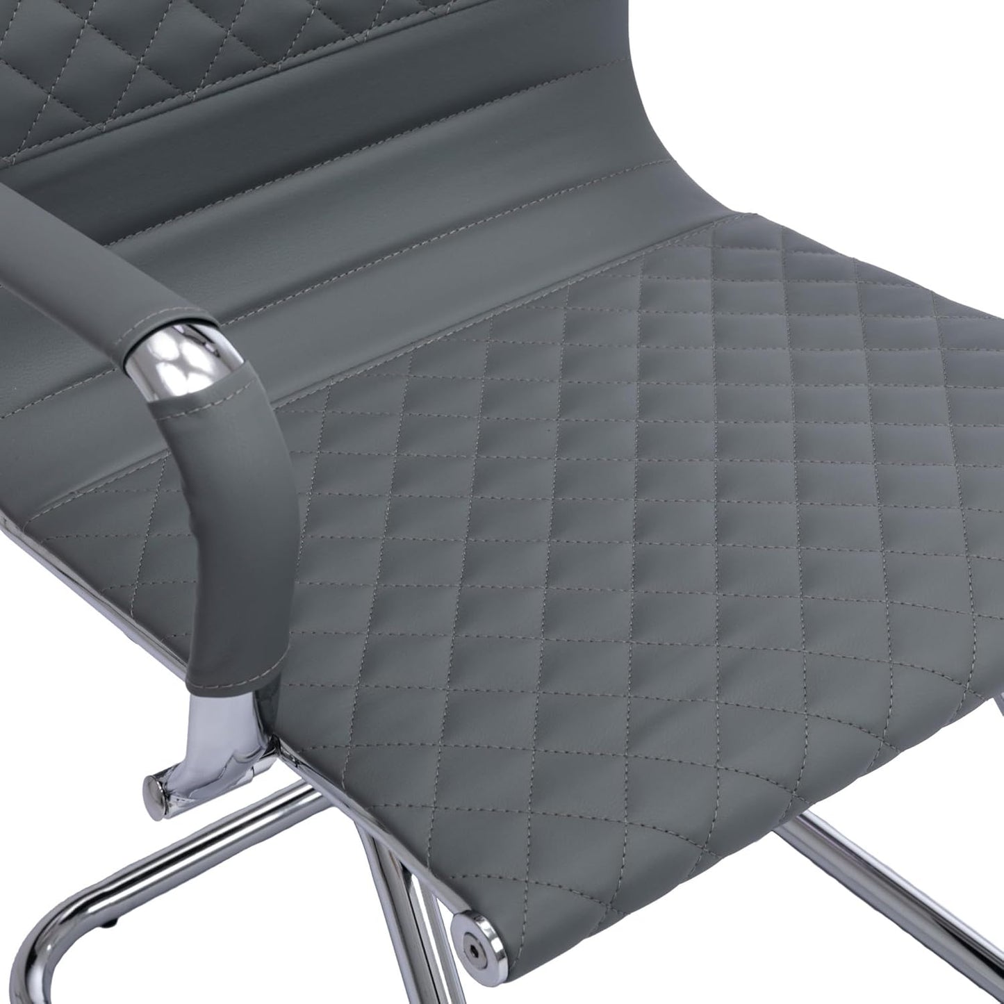 Office Guest Chairs - Set of 8 Mid Back, Modern PU Leather Desk Chairs for Reception & Conference Rooms, Grey