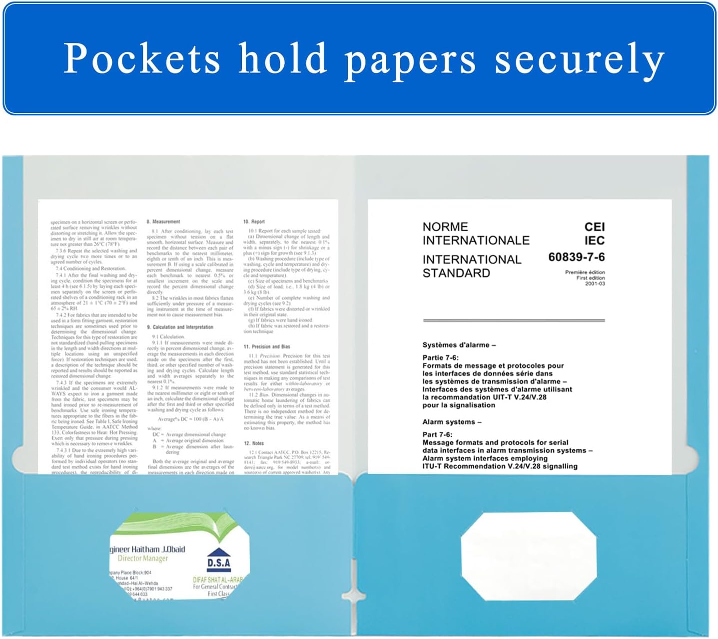 Zzrywuty File Folders with Pockets Letter Size, 25-Pack Paper Folders with Card Slot, Two Pocket Folders for School Students, Businessmen, Home and Office Workers（Light Blue）