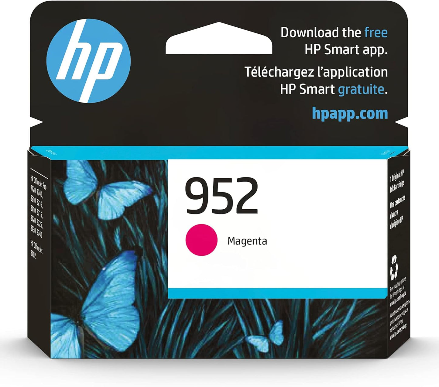 HP 952 Magenta Ink Cartridge | Works with HP OfficeJet 8702, HP OfficeJet Pro 7720, 7740, 8210, 8710, 8720, 8730, 8740 Series | Eligible for Instant Ink | L0S52AN
