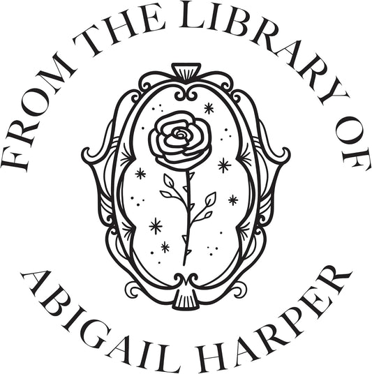 Personalized Book Embosser or Stamp Custom Round Library Embosser Teacher Library Book Stamp, Ex Libris Stamp, Gift for Book Lover | Wooden or Self Inking Stamp or Embosser (Rose)