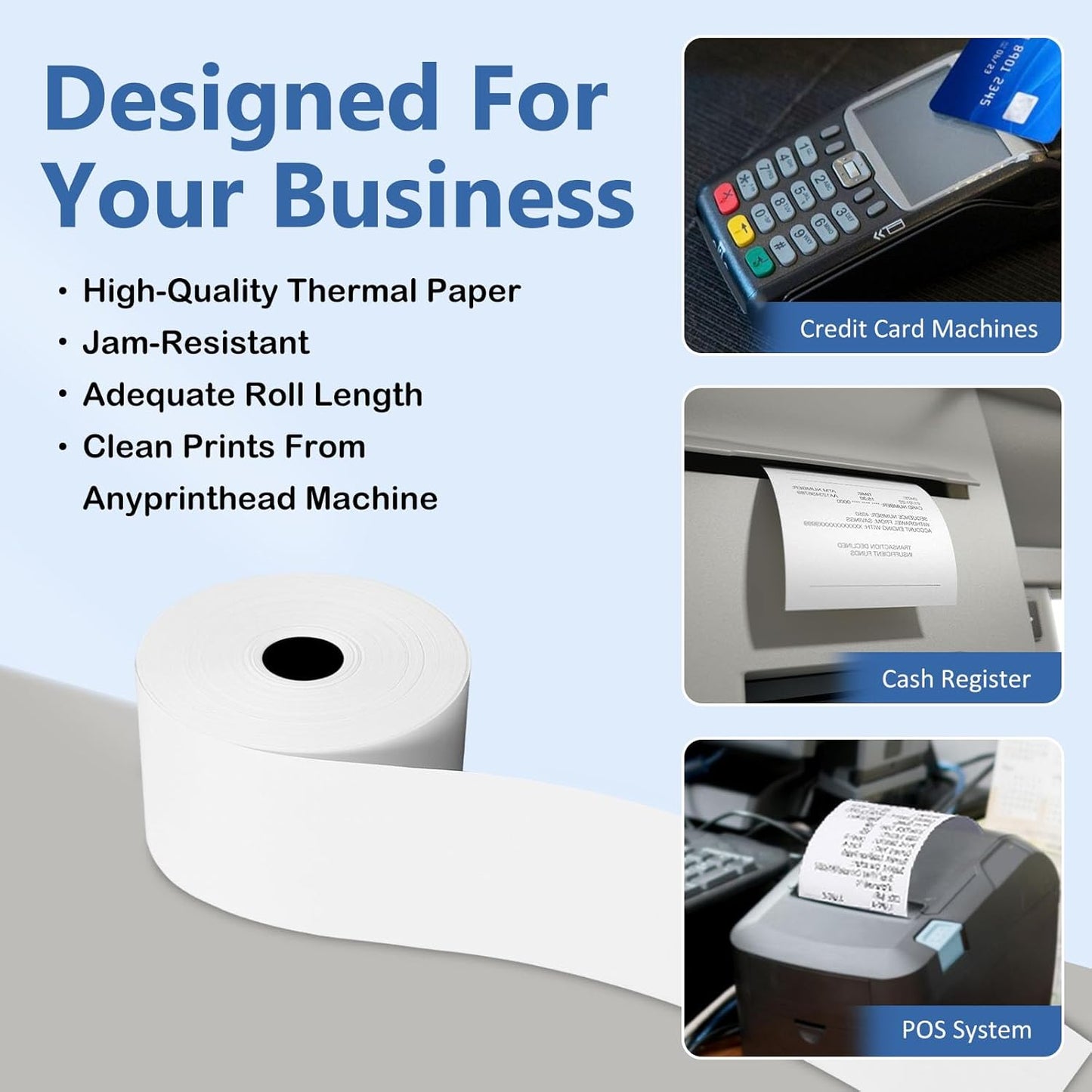 (12 Rolls) 2 5/16" x 400' Thermal Paper Receipt Rolls, Compatible with Dresser Wayne, Gilbarco, VeriFone Ruby, Speedpass, Vista and Other POS Systems Thermal Paper BPA Free