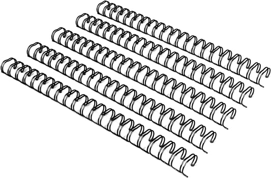 Rayson WR21254BK Wire Binding Spines, 2:1 Pitch Double Loop Binding Wires 1 Inch, 21-Loop Wire Ring Pack of 50 with Black
