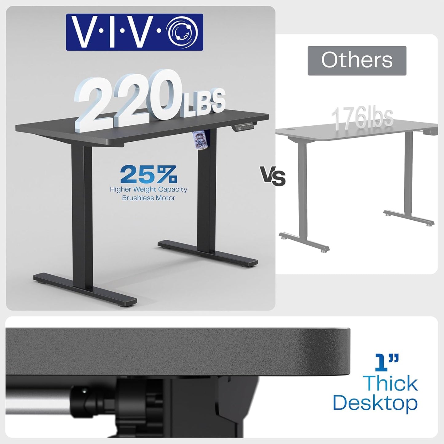 VIVO Electric 43 x 24 in Standing Desk, Memory Height Adjustment, 1B Series, Black Top, Black Frame, DESK-1B4B