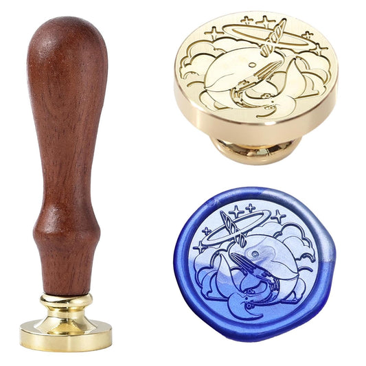 Narwhal Wax Seal Stamp - Whale Brass Sealing Wax Stamp 1.18 Inch/30mm Marine Animals Wax Seal Head for Envelopes Letters Handicraft DIY and Creative Gifts