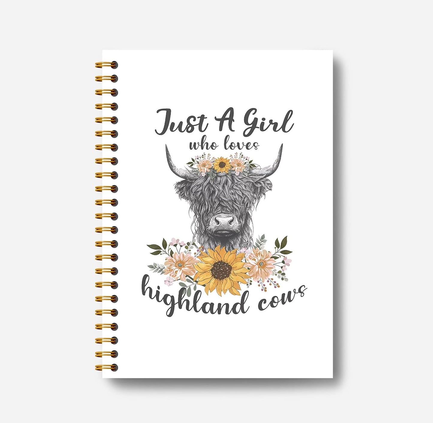 Highland Cow Notebook - Western Notebook, Cow Notebook, Highland Cow Office Supplies, Highland Cow Gifts, Cow Stuff, Just a Girl Who Loves Highland Cows Spiral Notebook 5.5x8.3