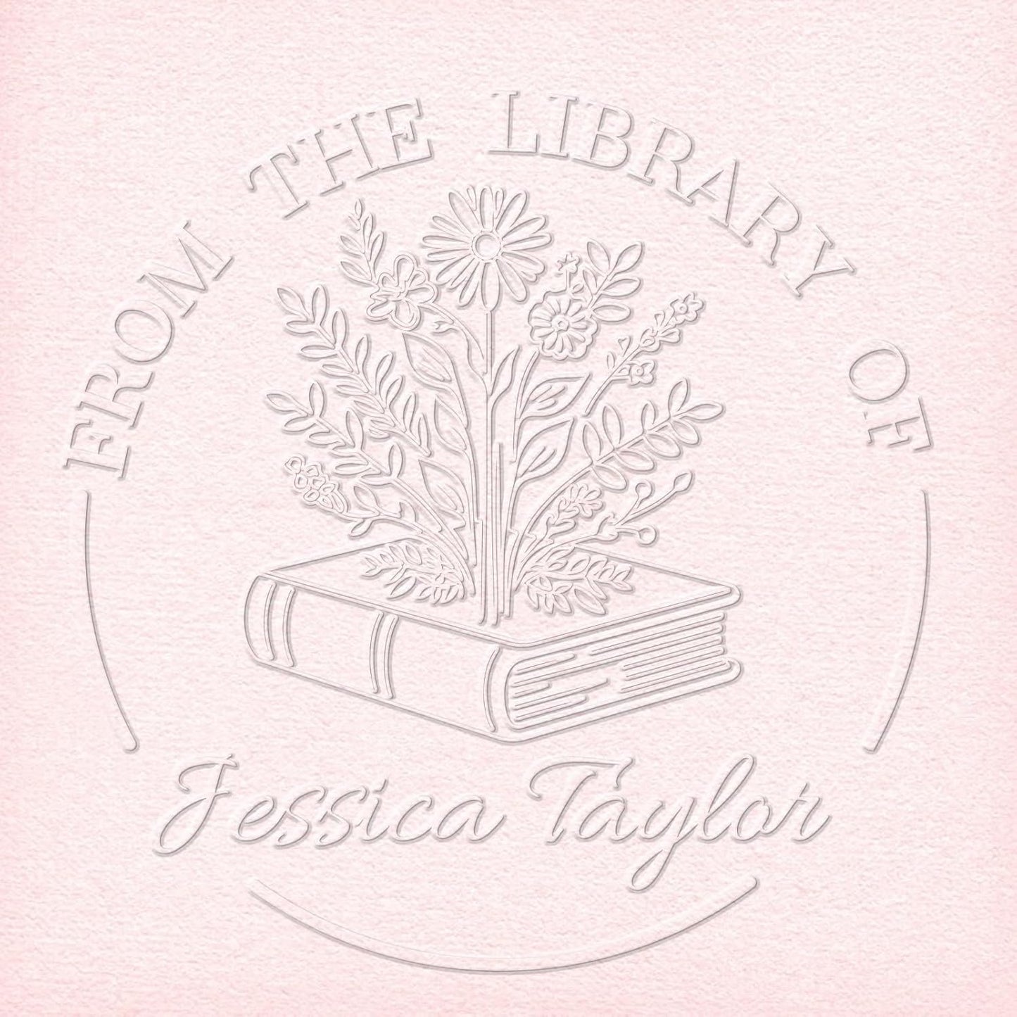 HDSD Custom Embosser - Personalized Book Embosser with Your Message or Design -Suitable for Wedding Invitations, Envelopes & Books (Flowers and Text)