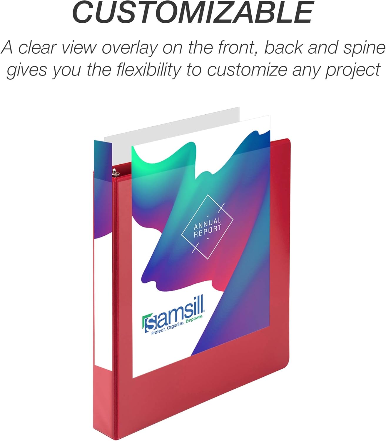 Samsill 1 Inch 3 Ring Binder, Made in USA, Economy Round Ring, Clear View Cover, 200 Sheet Capacity - for School, Home, Office - Ruby Red