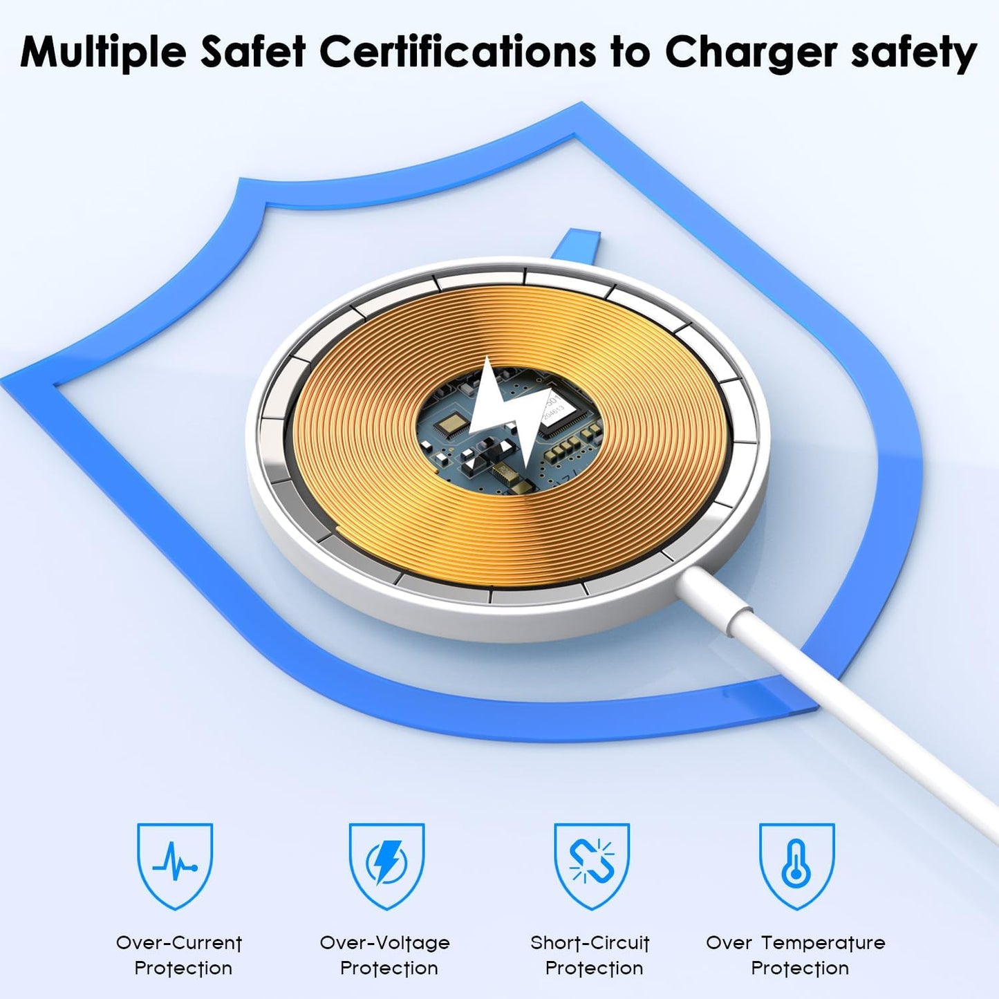 [Apple MFi Certified]10FT Magnetic Wireless Charger for iPhone 17 16,Apple Fast Mag-Safe Charger 15W Fast Wireless Charging Pad for iPhone 17/17 Air/17 Pro/17 Pro Max/16/15/14/13/12 Series,AirPods 3/2