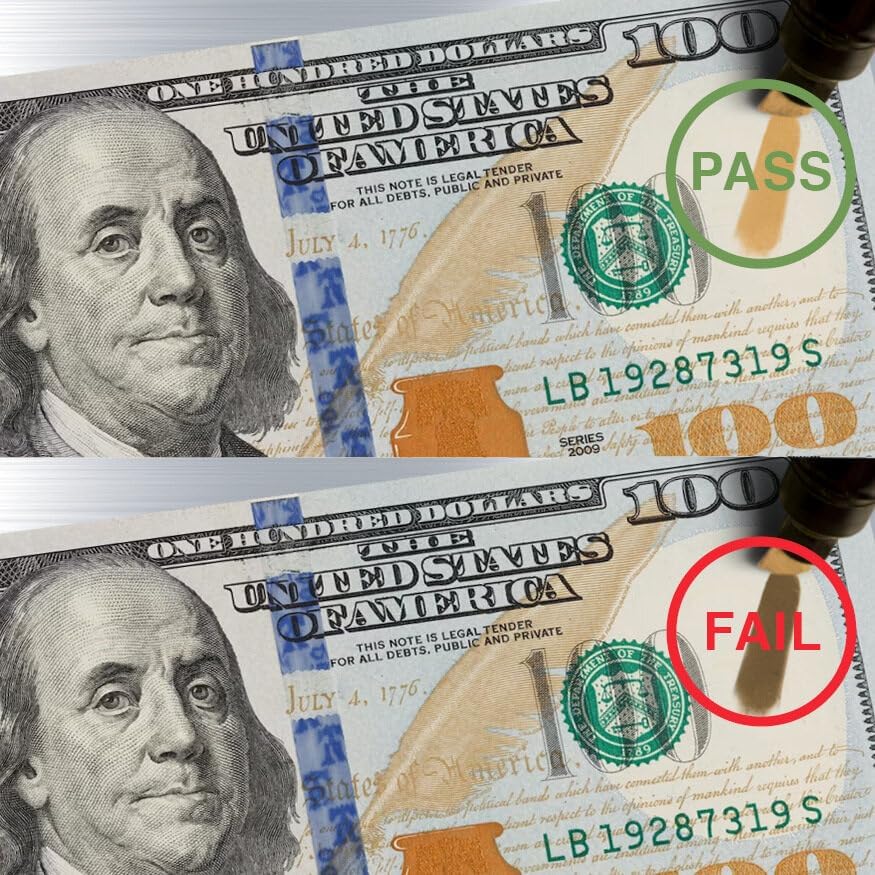 (5 Counterfeit Pens) Counterfeit Bill Detector Pen with Chisel Tip, Money Checker, Detector Pen Detects Fake Counterfeit Bills from Most World Currencies