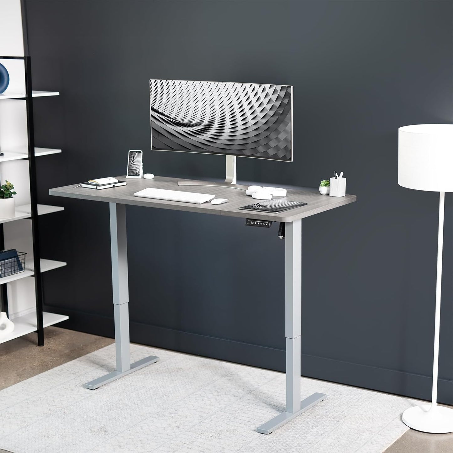 VIVO Electric 60 x 30 in Standing Desk, Memory Height Adjustment, 1B Series, Dark Gray Top Gray Frame, DESK-KIT-1G6G-30