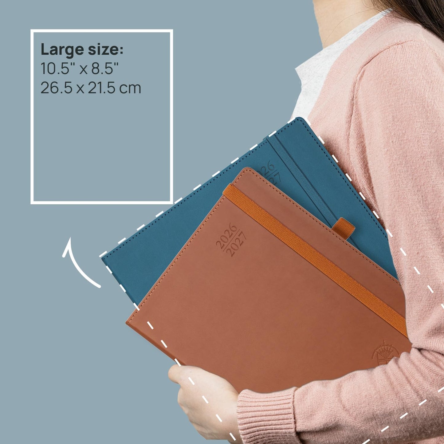 POPRUN Monthly Planner 2026-2027 (Large- 8.5" x 10.5" Soft Cover), 18-Month Calendar Book (Jan.2026 - Jun. 2027), Calendar Planner with Monthly Tabs & Pocket, 100 GSM Paper - Pink