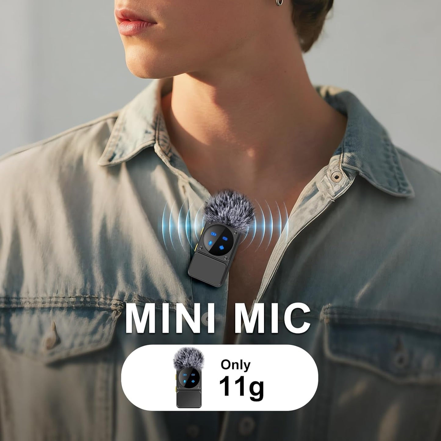 Mini Wireless Lavalier Microphone for iPhone iPad Android with Lightning/USB-C Plug, 80H Work Time Noise Reduction Lapel Mic for Recording, Clip Omni Lav Mic for Video Recording, Tiktok, Youtube, Vlog