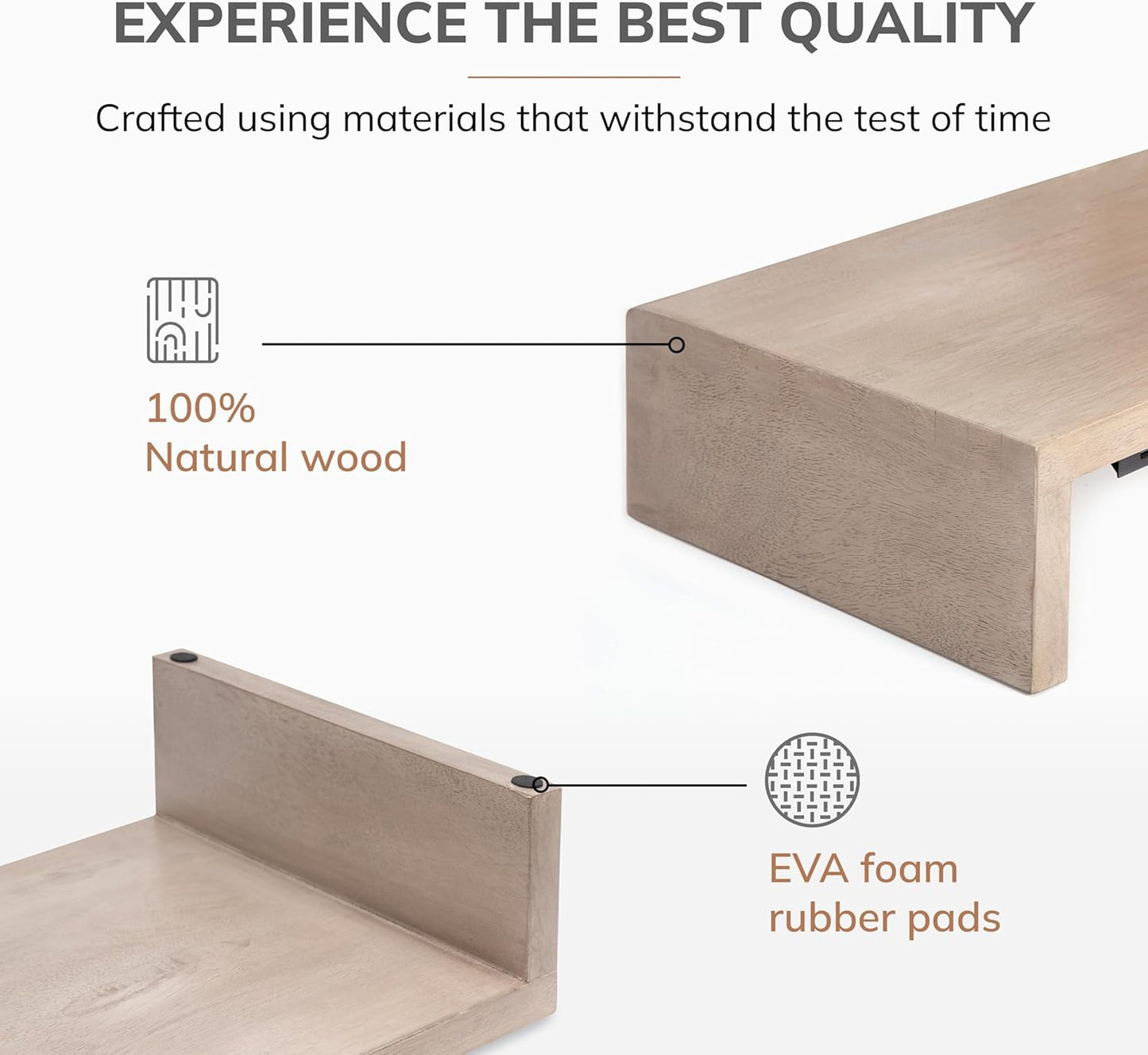 Anji Mountain Wooden Monitor Stand - Elegant Monitor Riser, Perfect Monitor Stand for Desk Organization, Durable Wood Construction monitor stands, Enhances Ergonomics and Workspace Efficiency,Biscotti