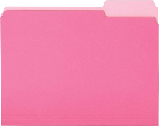 Amazon Basics File Folders, Letter Size, 1/3 Cut Tab, Pink, 36-Pack