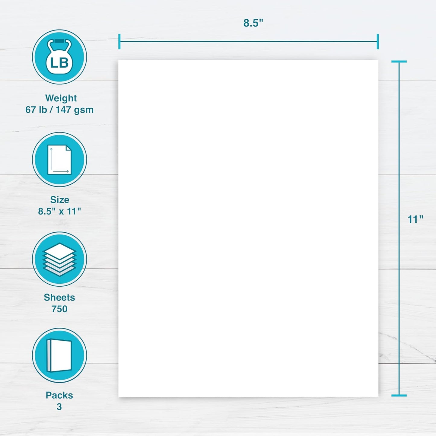 PrintWorks White Cardstock 8.5" x 11" - 67 lb/147 gsm Vellum Bristol - 750 Sheets - Made in the USA - SFI® Certified - 92 Bright - Card Stock Printer Paper for School, Craft, & Office Use (00564C)