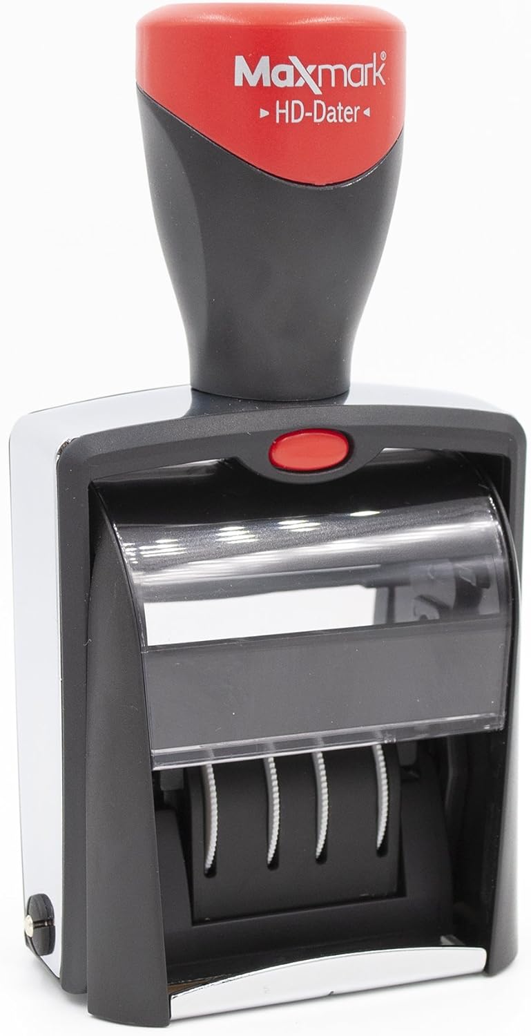 Heavy Duty Date Stamp with 2-Line Custom Text, Self Inking Stamp - 1" x 1-5/8” - Choice of Ink Color