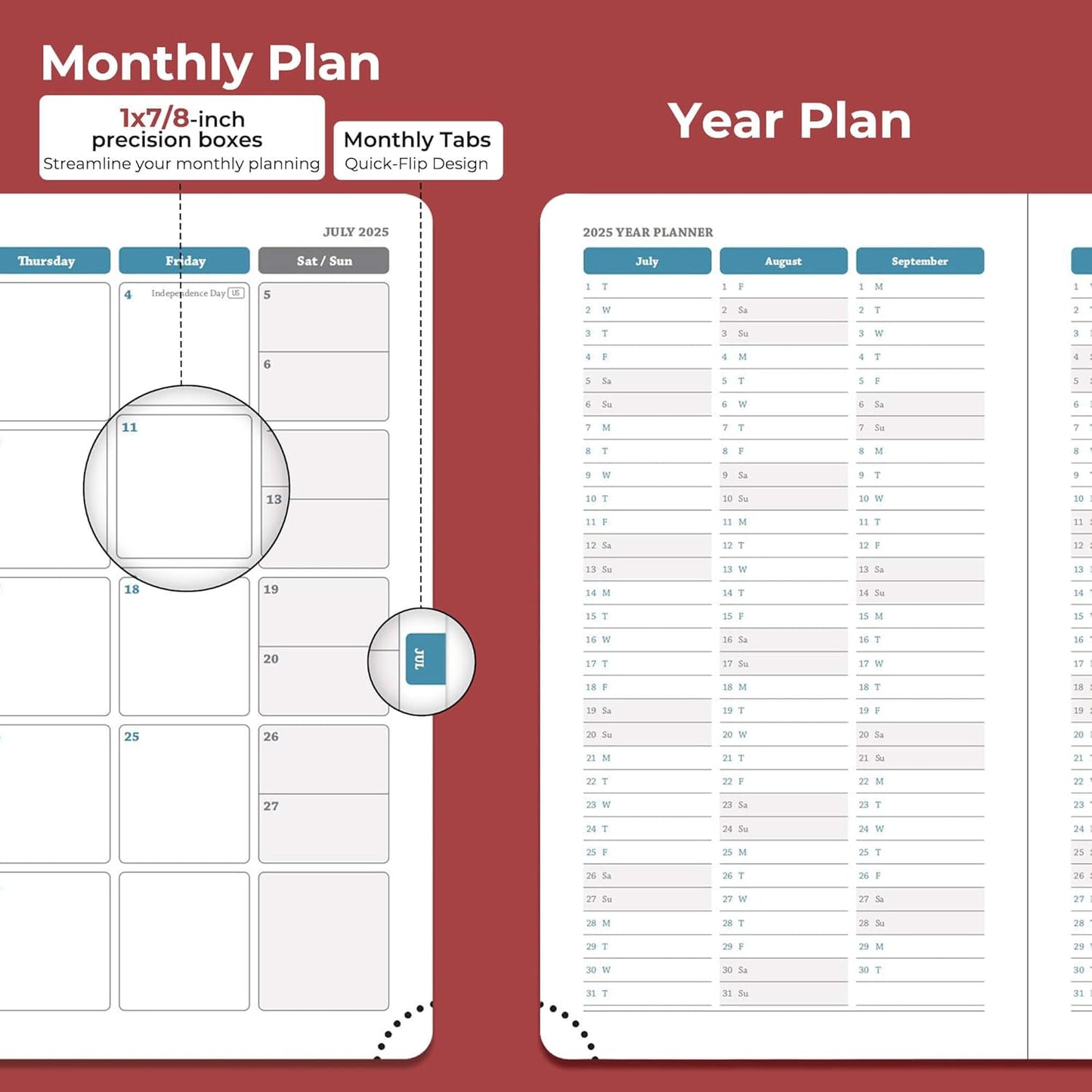 Planner 2026 Daily Weekly and Monthly,6.5"x3.75",12 Months Spiral Bound Calendar Agenda with Self-adhesive Pen Holder,2026 Appointment Book with Vegan Leather Soft Cover,Red