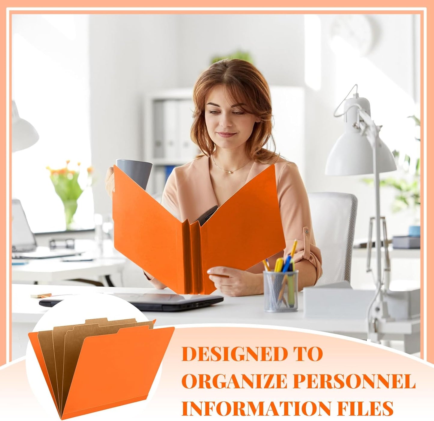 48 Pcs Classification Folders Letter Size, 3 Divider Pressboard File Folder with Fasteners, Expanding File Organizer Bulk for Teachers, Clergy, Office, Church, Christmas Donations (Orange)