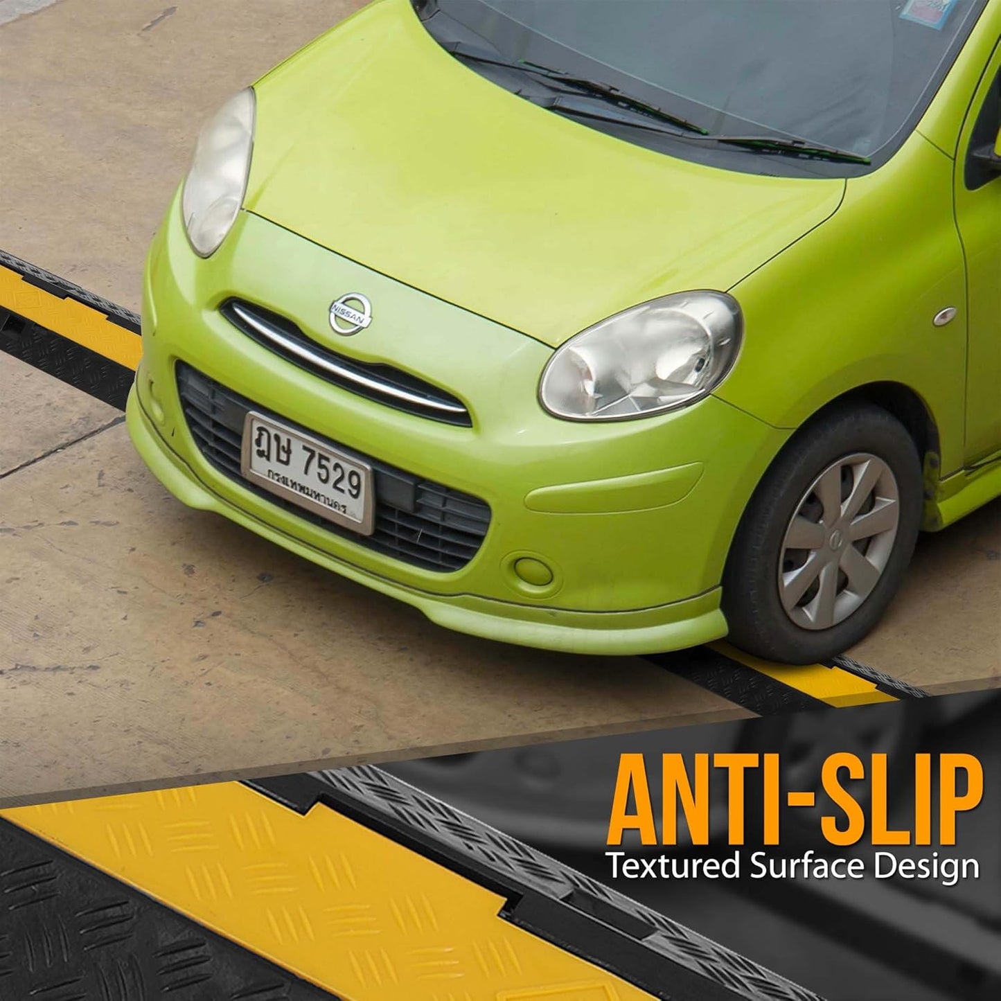 Pyle 2-Pack Heavy Duty Cable Ramp, Protective Cover with 2-Channel Design, 2000 lbs Load Capacity, Flip-Open Top, Non-Slip Surface, High Visibility Yellow, Suitable for Indoor and Outdoor Use