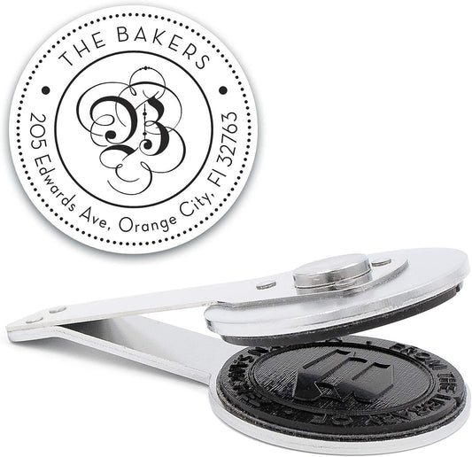 Custom Monogram Address Desk Embosser - Personalized Round Seal - Insert Only - Style EMD-024