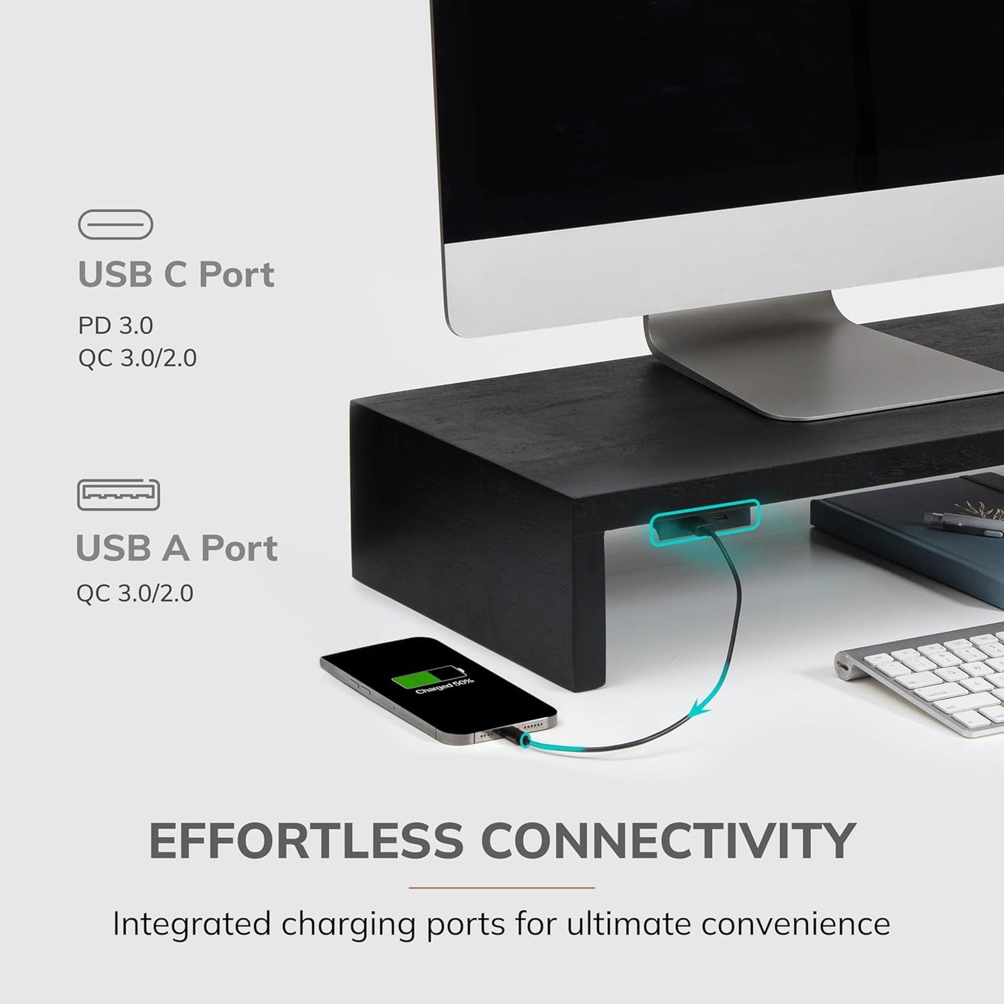 Anji Mountain Wooden Monitor Stand - Elegant Monitor Riser, Perfect Monitor Stand for Desk Organization, Durable Wood Construction monitor stands, Enhances Ergonomics and Workspace Efficiency,Black