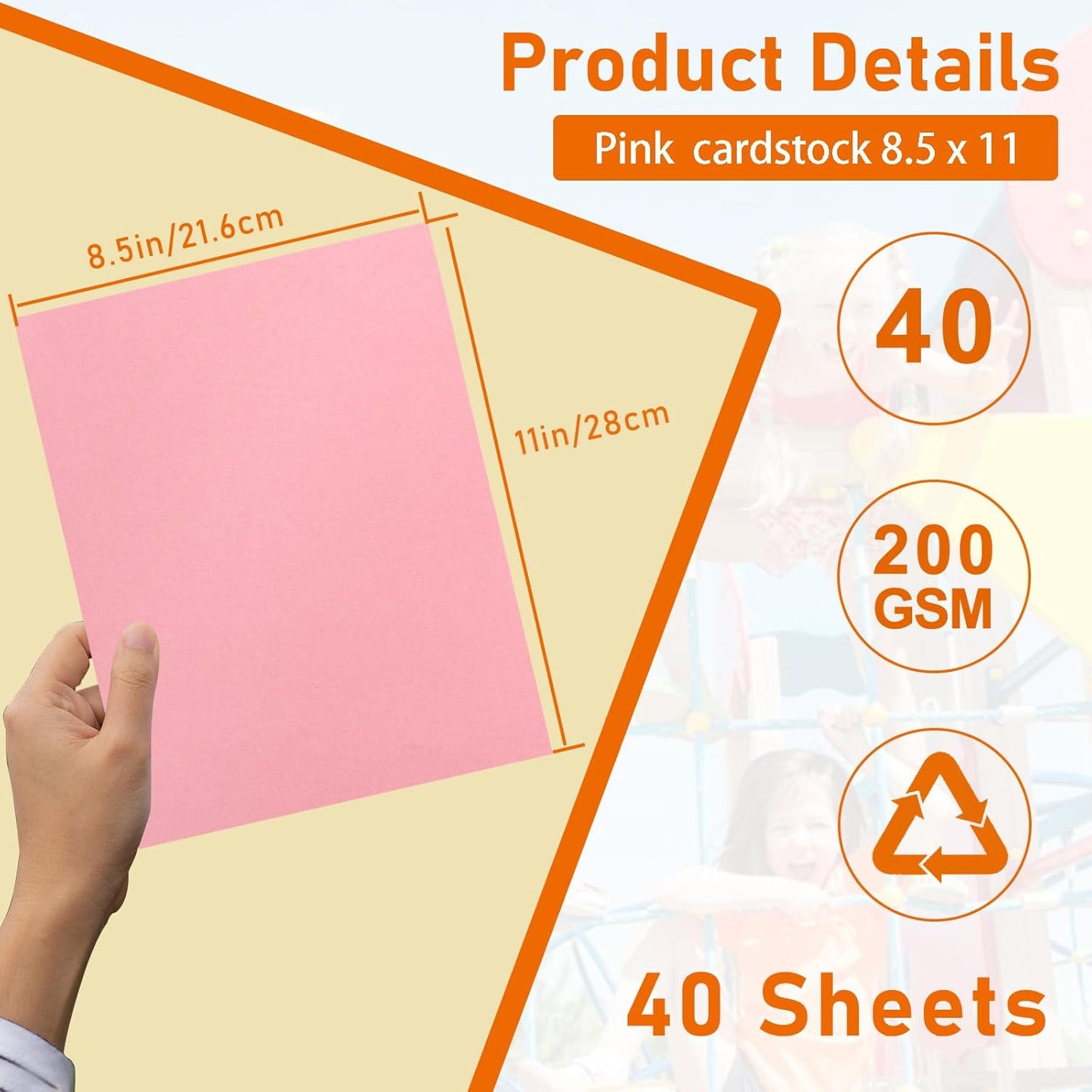 40 Sheets Candy Pink Cardstock 8.5 x 11 Scrapbooking Paper, 75lb Heavyweight Certificate Paper Card Stock for Wedding Invitations, School Crafting, Memus, Making Cards, Birthday Decorations