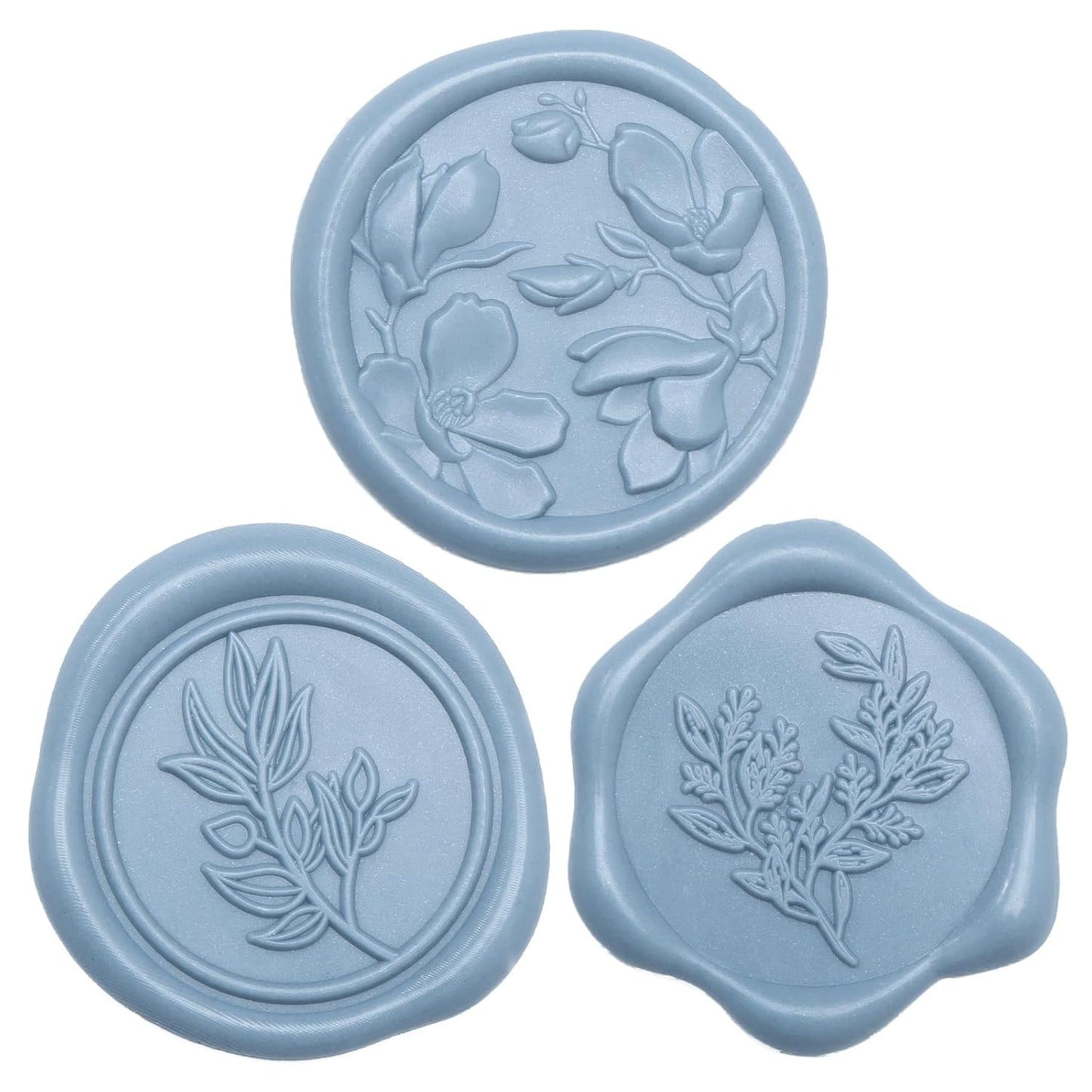 UNIQOOO Wax Seal Stickers - (3 Designs in 1 Pack) Wedding Invitation Envelope Seal Stickers, 60 Pcs Self-Adhesive Stickers, Perfect for Invitation, Christmas, Gift Wrapping (Dusty Blue)