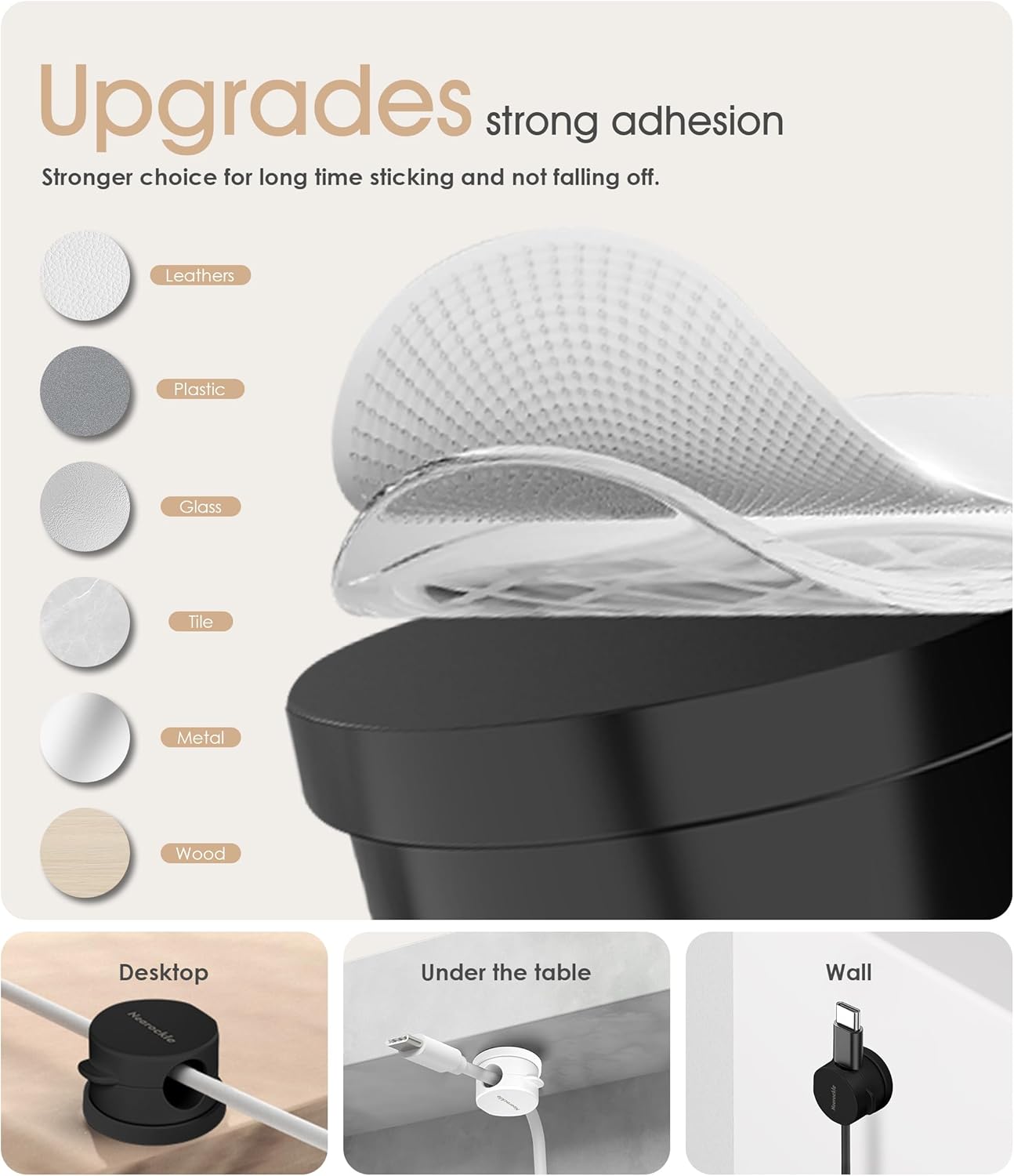 9 Pack Spring Cord Organizer Cable Clips [Locking Cable Rotatable], 2025 Latest Nearockle Phone Charging Cord Holder Cable Management for Car, Nightstand, Office Desk Accessories (Multi)