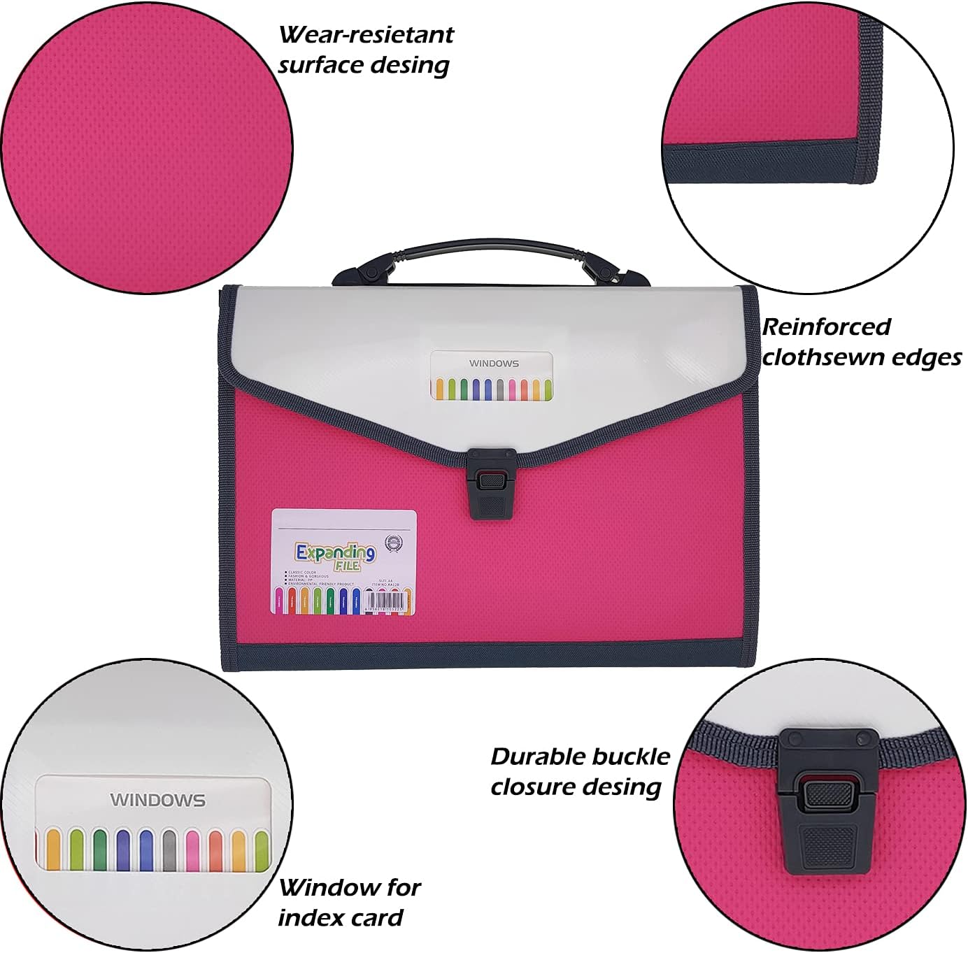 Expanding Accordion File Folder with Labels, 13 Pocket Document Organizer, Letter A4 Size, 1 Pack