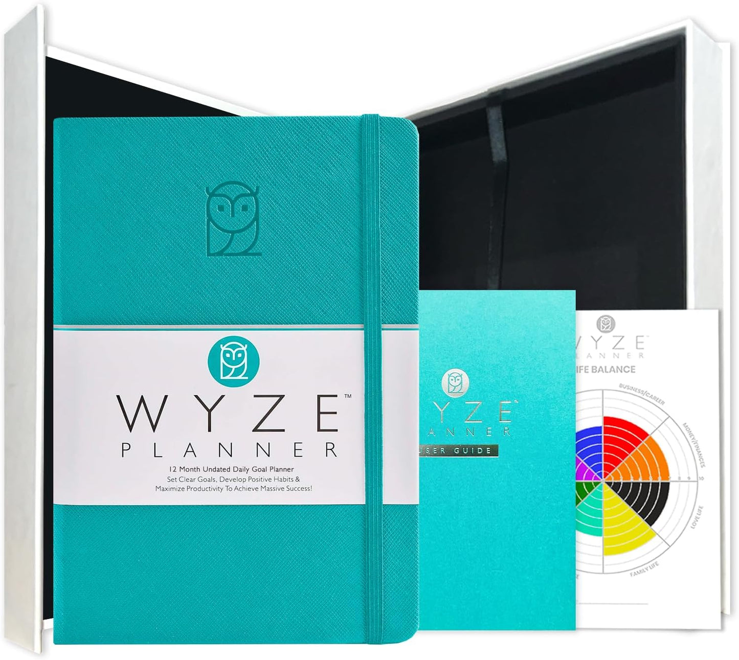 Undated Daily Planner – 1-Year B5 Productivity Organizer with Two-Page Weekly Spread, Goal Setting, Habit Tracker, Weekly & Monthly Pages – Hardcover Time Management Notebook (Turquoise)