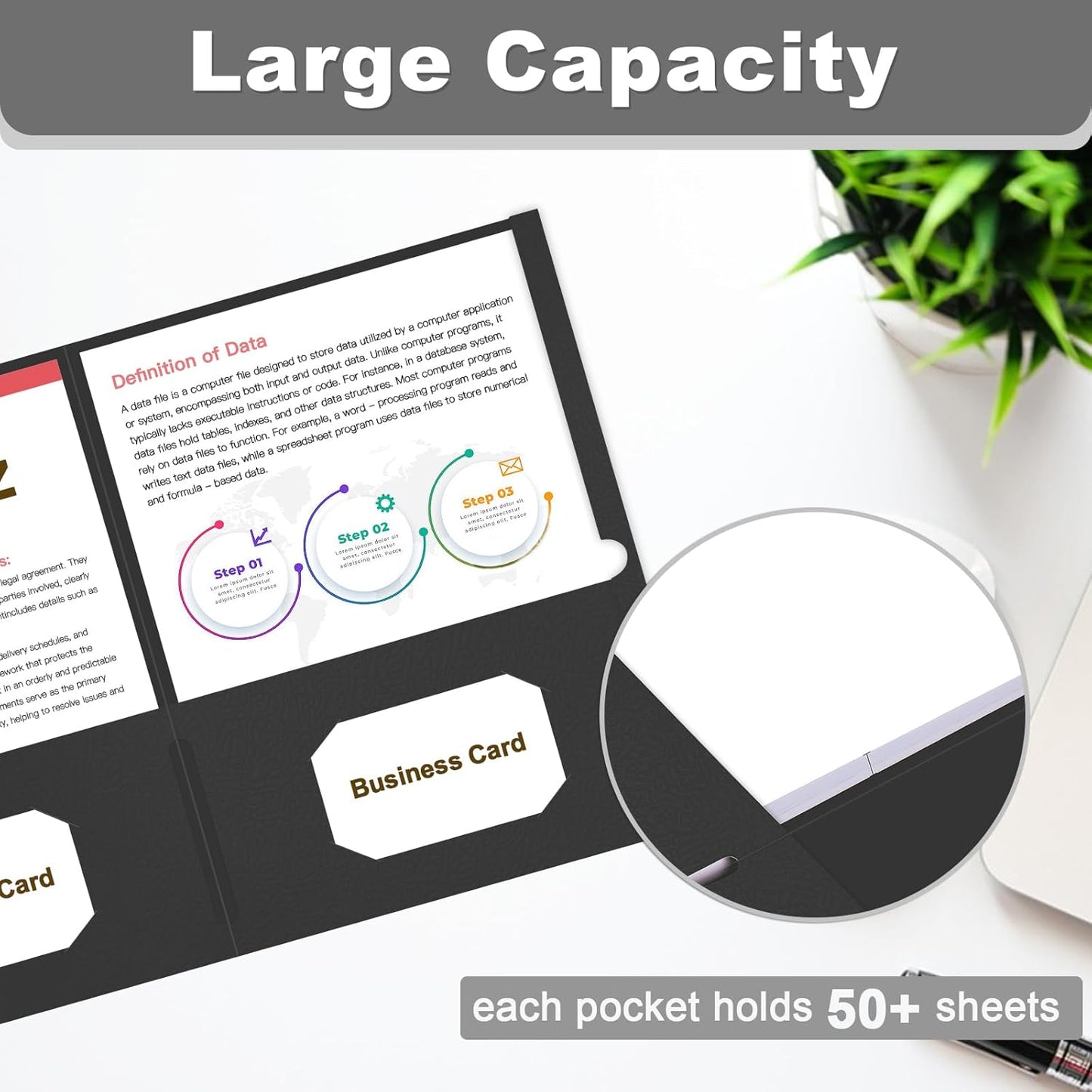 Folders with Pockets, LAYZZ 30 Pack Paper Pocket Folders, 2 Pocket Folders Fits Letter Size Paper, for School Office and Home (Black)