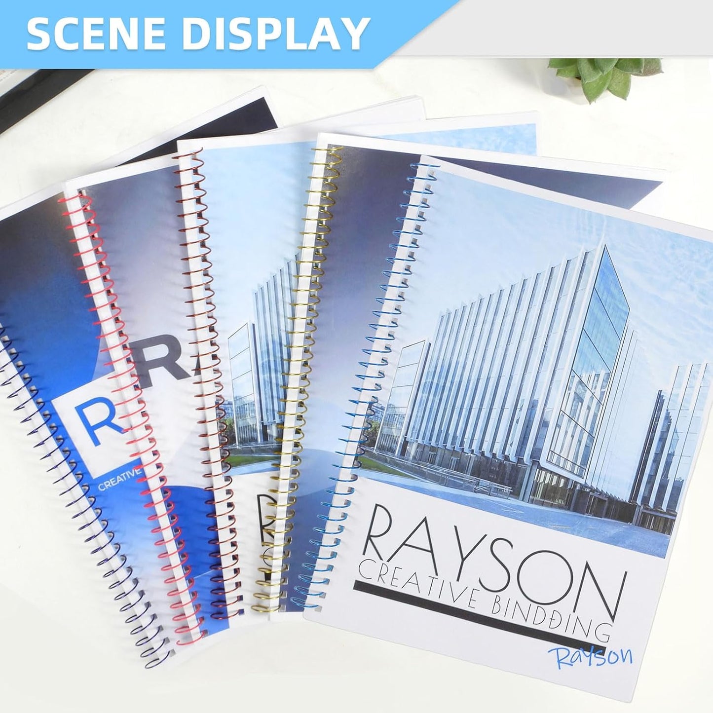 RAYSON 15.9mm Spiral Wire Coil Binding, 3:1 Pitch, 5/8" Metal Coils Spiral Binding 140 Sheets Capacity, Multicolor Color & Pack of 100