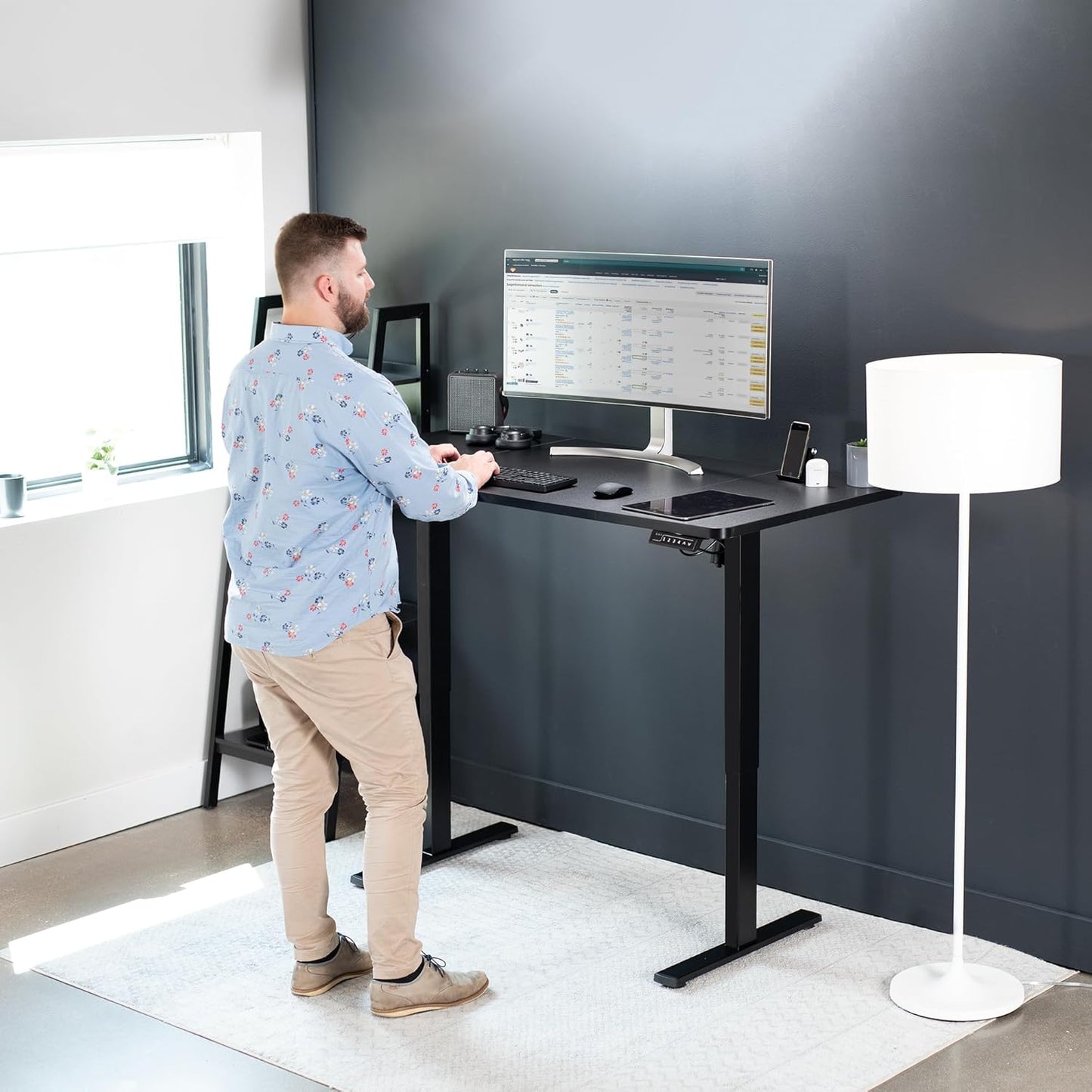 VIVO Electric 60 x 30 in Standing Desk, Memory Height Adjustment, 1B Series, Black Top Black Frame, DESK-KIT-1B6B-30