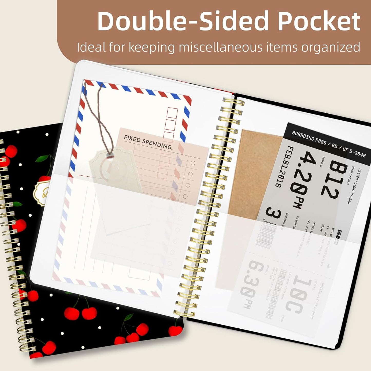 Undated Daily Planner - Spiral Notebook 80 Days One Day Per Page, Hourly Schedule, To-Do List, Notes, Everyday Planning Task, A5 Hardcover Journal Organizer Book Women Cute Aesthetic, Cherry