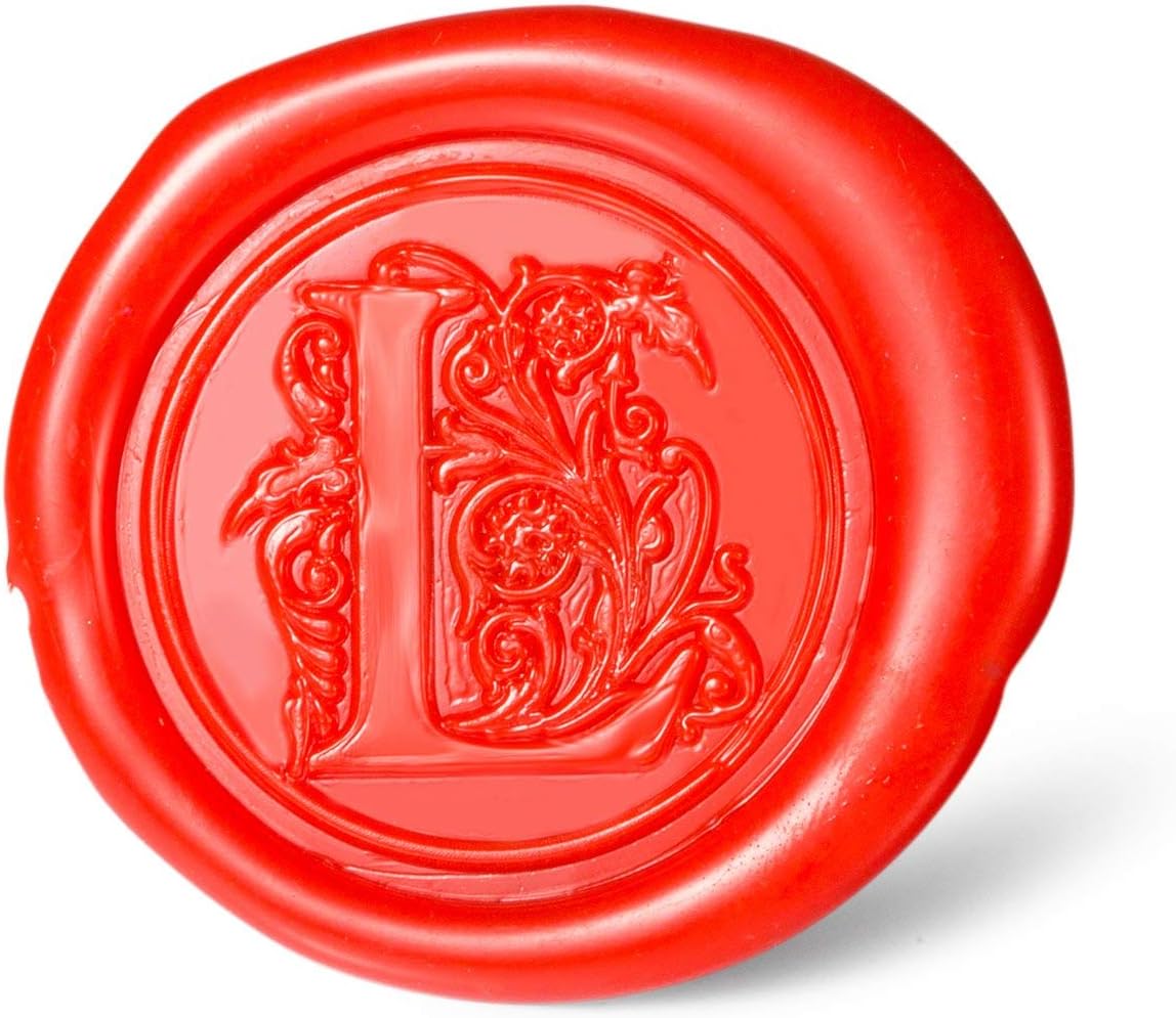 Mceal Wax Seal Stamp, Large Seal 1 1/5"(30mm) Dia, Silver Brass Head with Wooden Handle, Regal Letter A to Z Series (Letter L)