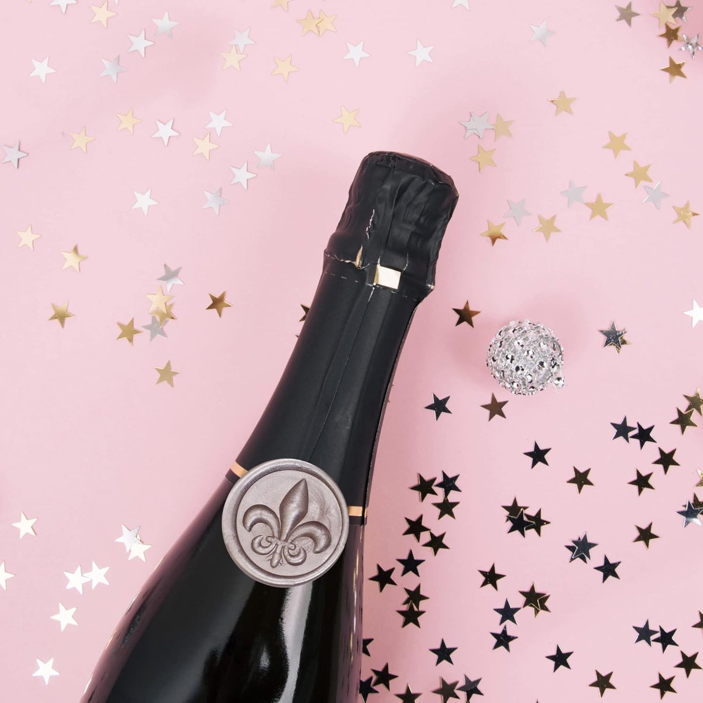 SWANGSA 3D Wax Seal Stamp Fleur De Lis, Vintage Flower Electroplated Bronze Handle Sealing Stamp for Wedding Party Invitations Gift Idea Decoration