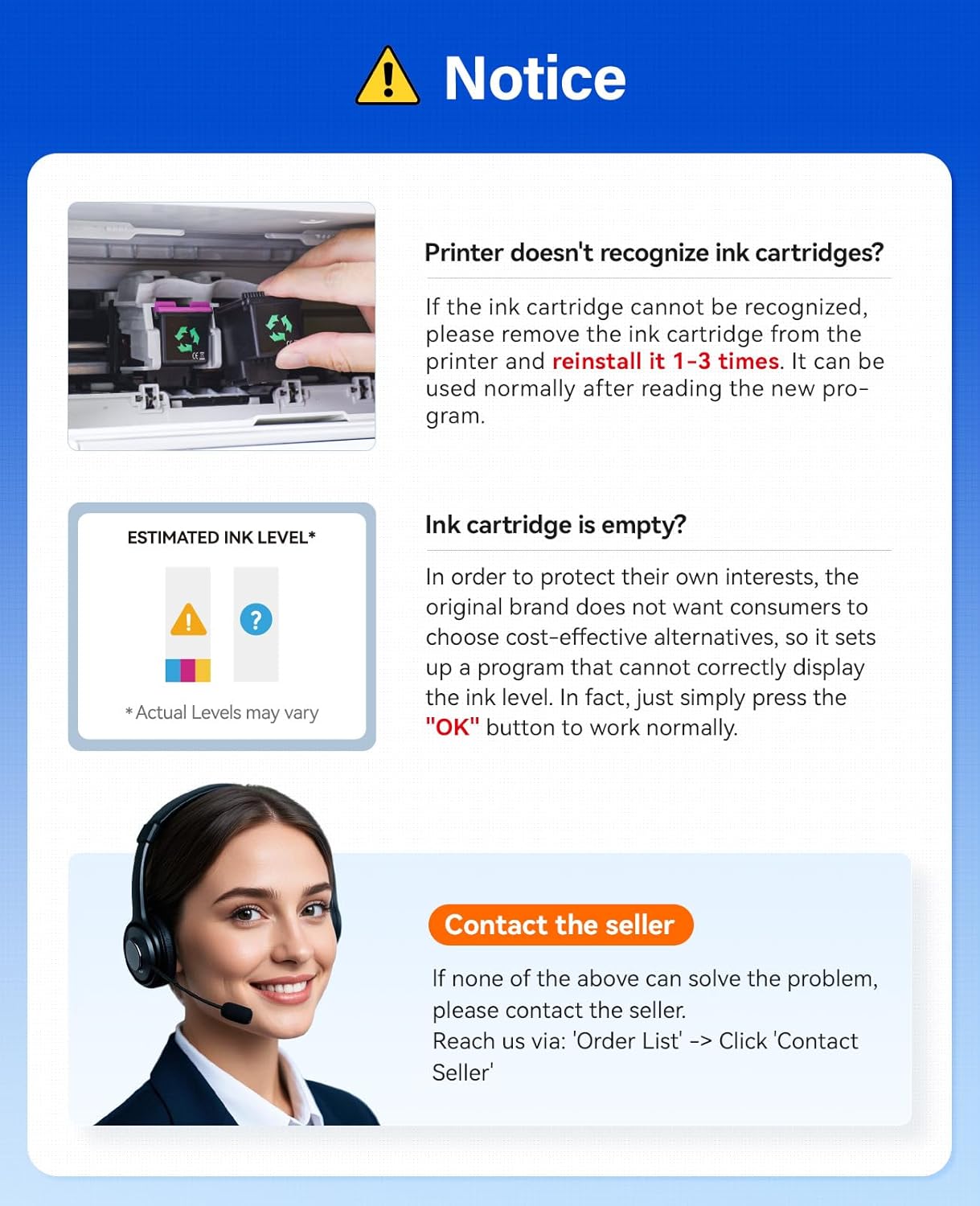 64XL Ink Cartridge Black/Color Combo Pack Replacement for HP Ink 64 XL for Envy Inspire 7900e 7255e 7955e 7958e 7200e Photo 6200 7855 7858 7800 7100 7155 7120 6252 6255 7158 7164 Tango Series Printer