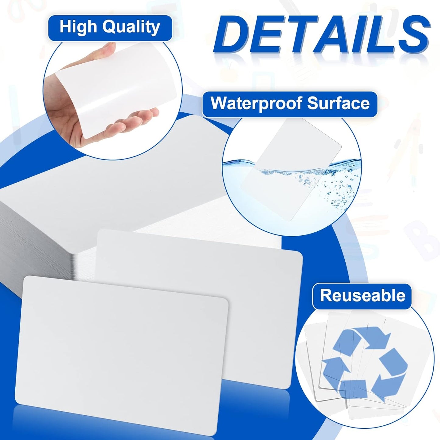 Harloon 100 Pcs Dry Erase Index Cards 3 x 5 Inch Laminated Reusable Dry Erase Note Cards Sheets for Office to Do List(White)