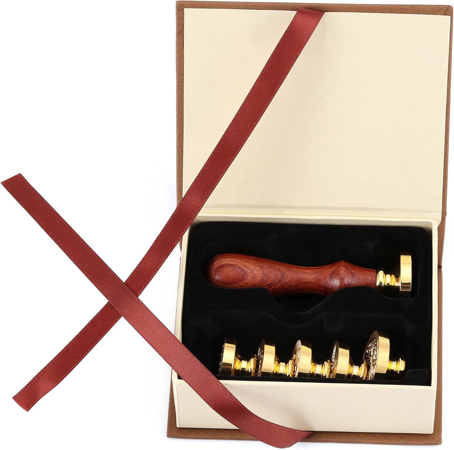 Yoption 6 Pcs Wax Seal Stamp Set, Ocean Crystal Mermaid Sealing Wax Stamps Kit, Wooden Handle with Brass Head for Wedding Christmas Invitation Gift Cards